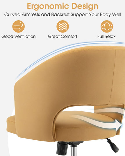 Giantex Home Office Desk Chair, Mid Back Swivel Chair with Hollow Design & Height Adjustable (Yellow)