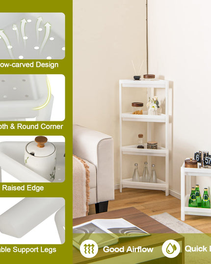 Giantex 2 Pack Corner Shelf Stand, 3-Tier Detachable Floor Corner Shower Shelf, Bathroom Corner Stand