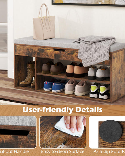 Giantex 31 Inches Shoe Storage Bench for Entryway