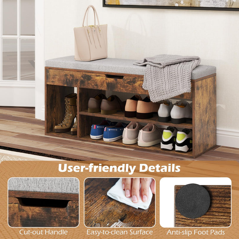 Giantex 31 Inches Shoe Storage Bench for Entryway