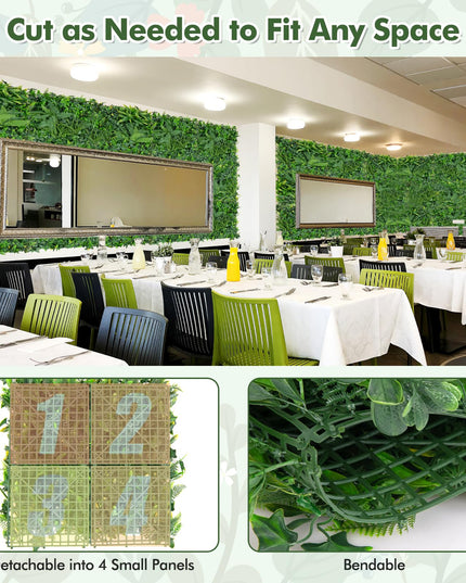 Giantex Grass Wall Panels Backdrop - 4 PCS 20"x20" Artificial Tropical Boxwood Panels