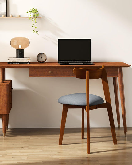 Giantex Wooden Dining Chairs Set, Mid-Century Kitchen Chairs w/Padded Seat & Curved Backrest