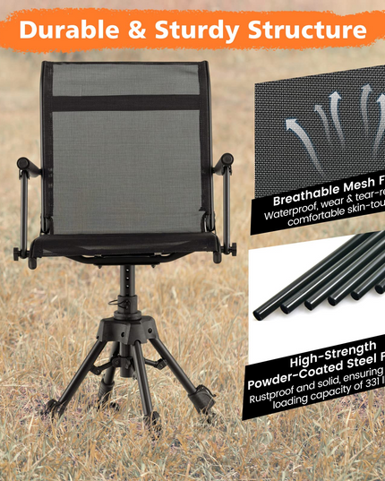 Giantex Swivel Hunting Blind Chair - Foldable 360° Hunter Chair with Oversized Duck Feet