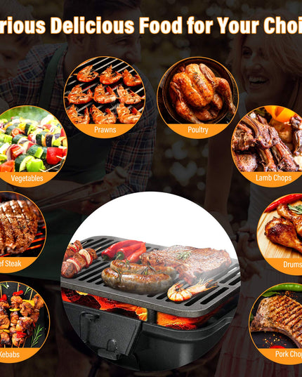 Portable Cast Iron Grill with Double-sided Grilling Net
