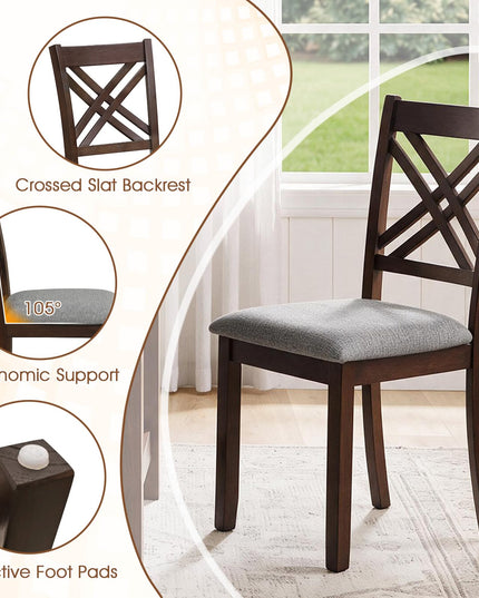 GIANTEX Farmhouse X-Back Upholstered Wood Dining Chairs Set of 2/4