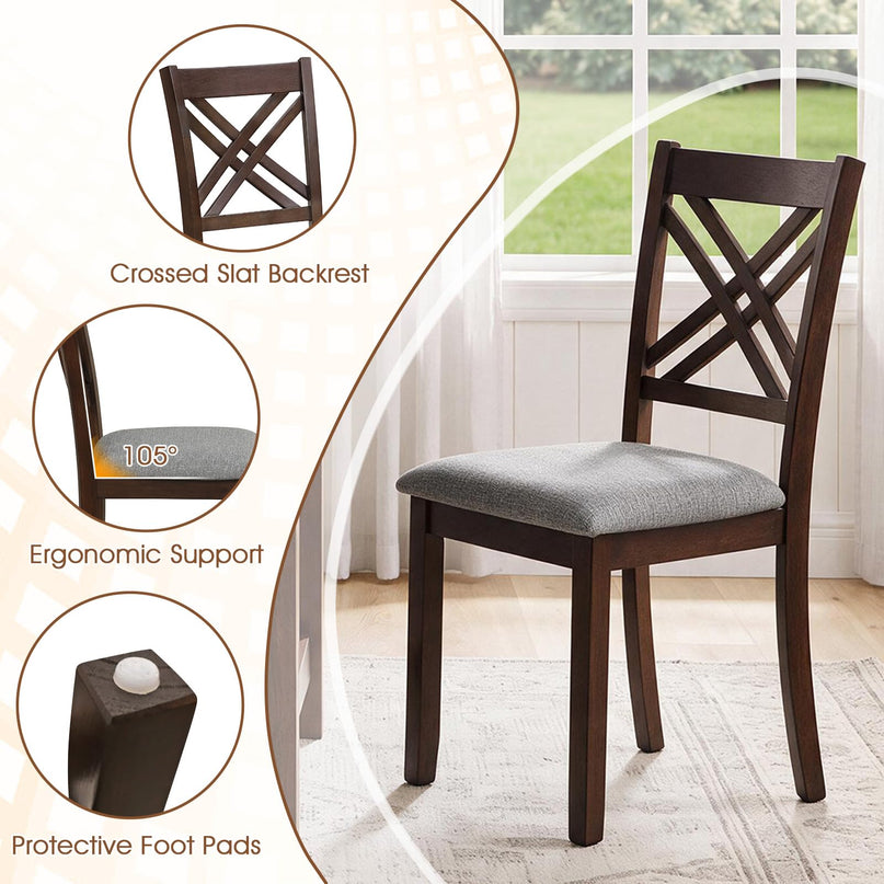 GIANTEX Farmhouse X-Back Upholstered Wood Dining Chairs Set of 2/4