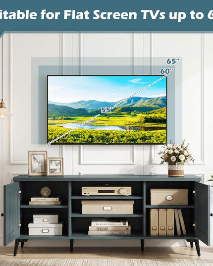 Meuble TV Giantex Mid Century 2 portes pour téléviseurs jusqu'à 65 pouces pour salon
