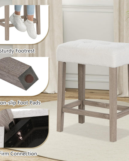 Giantex Sherpa Bar Stools, 24" Counter Height Kitchen Bar Stools with Cushioned Seat