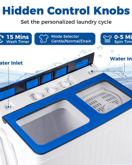 Giantex Portable Washing Machine 26LBS Twin Tub Mini Compact Laundry Washer