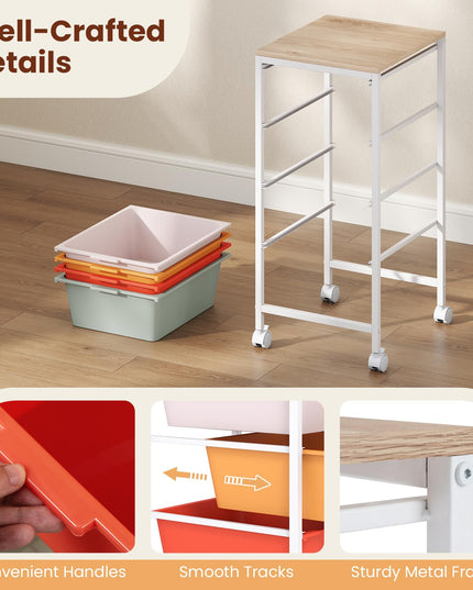 Giantex Rolling Storage Cart with 4 Drawers Utility Cart（28"H）