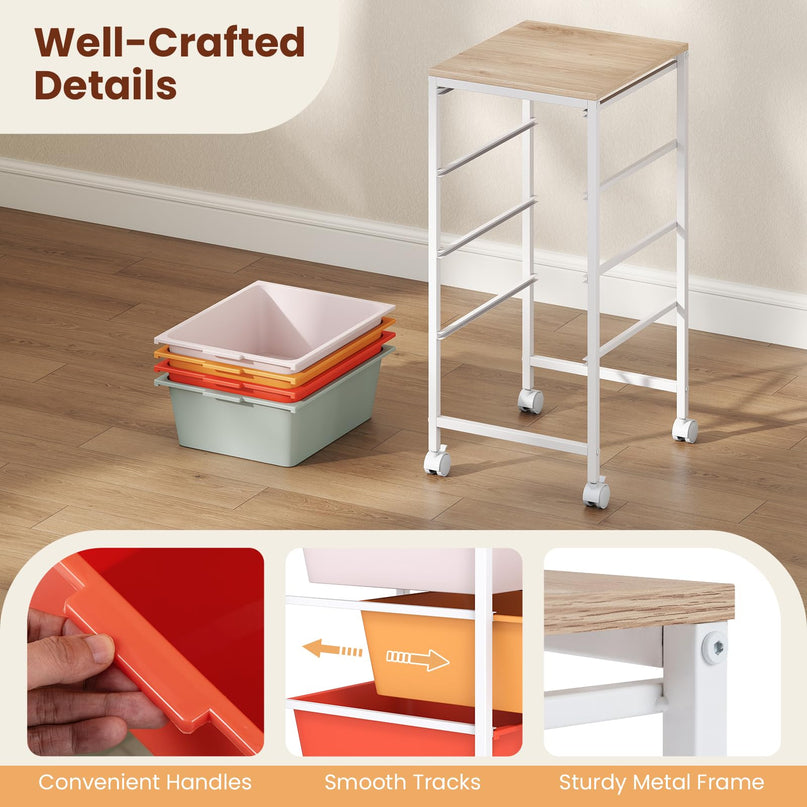 Giantex Rolling Storage Cart with 4 Drawers Utility Cart（28"H）