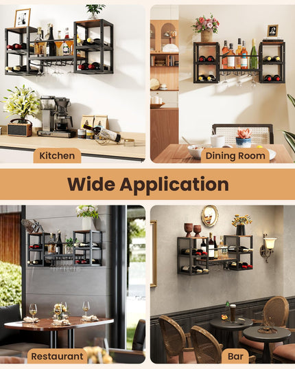 Giantex Wine Rack Wall Mounted with 3 Glass Holders