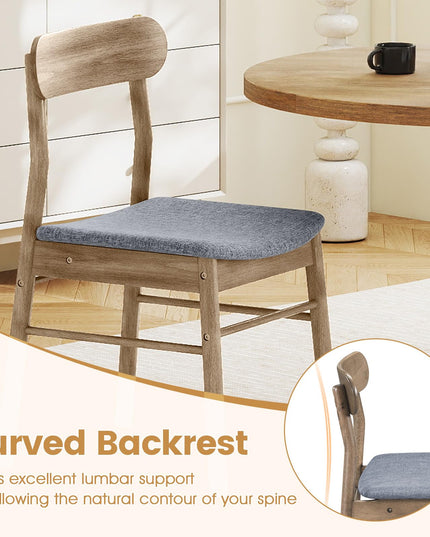 Giantex Fabric Upholstered Wooden Dining Chairs Set w/Padded Curved Seat