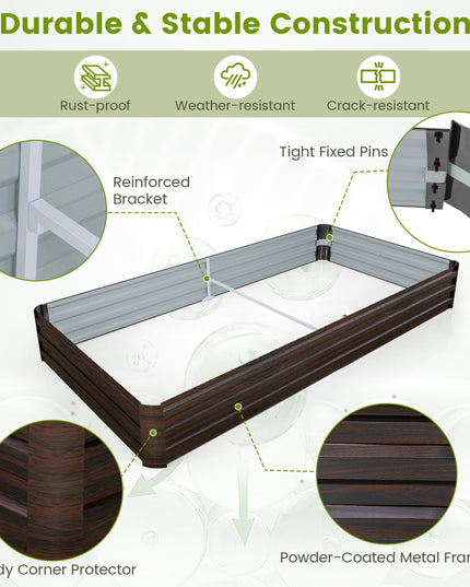 Giantex 8x4x1ft Metal Raised Garden Bed, Planter Box with Protective Edges
