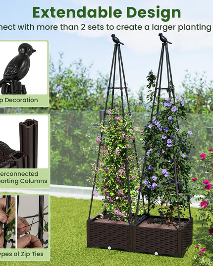 Giantex Raised Garden Bed with Wheels & Tomato Cage