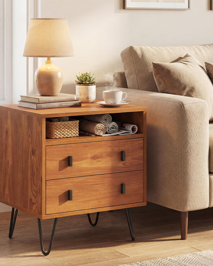 Table de chevet Giantex avec 2 tiroirs pour chambre à coucher et bureau