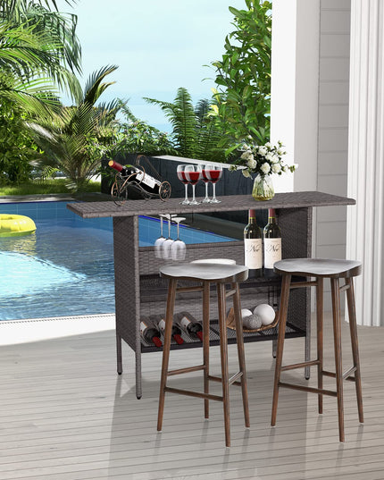 Giantex Outdoor Patio Wicker Bar Table