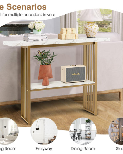 Giantex Console Table Sofa Table - 48" Faux Marble Entryway Table