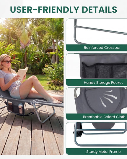 Giantex Folding Tanning Chair with Face Hole& 5-Position Adjustable Backrest (1/2)