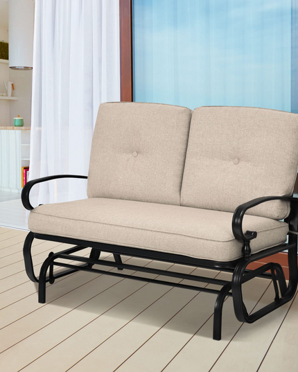 Giantex Outdoor Glider Bench Patio Loveseat with Cushions