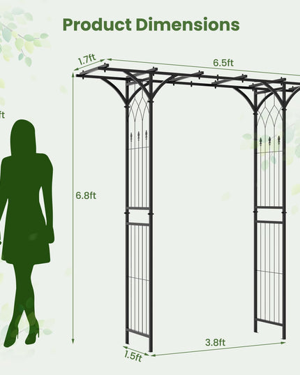Giantex Garden Arch Trellis, Wedding Arbor for Ceremony Party, 79''W x 81''H, Metal Garden Arbor for Climbing Plants Rose