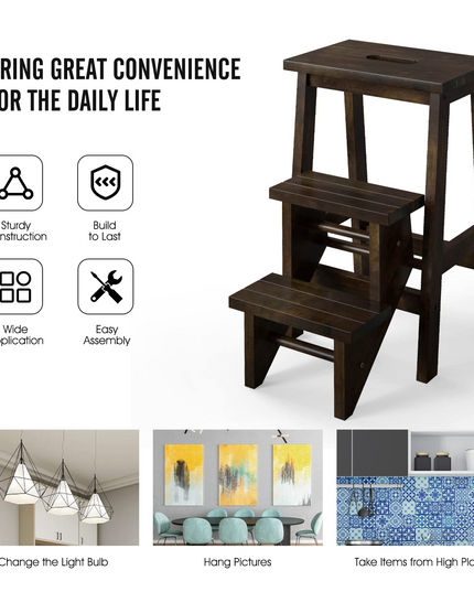 Folding 3 Tier Step Ladder - Giantex
