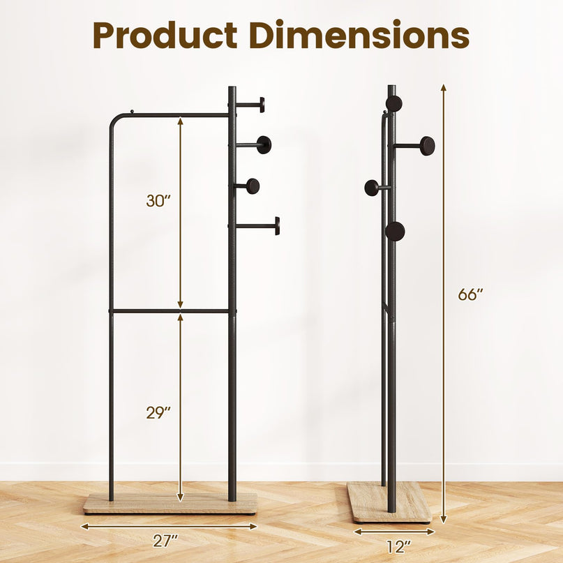 Giantex Double Rods Clothes Hanging Rack Freestanding Clothes Organizer