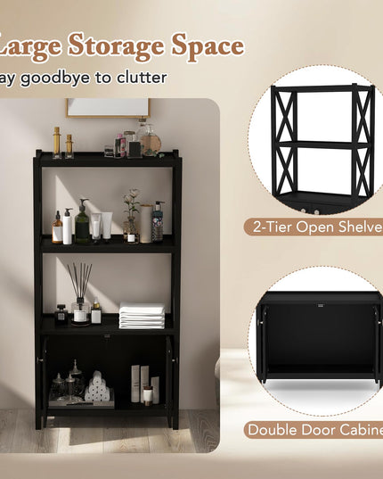 Giantex Storage Cabinet, Freestanding Storage Organizer with Open Shelves, Double Doors