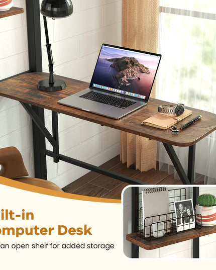 Giantex Twin Loft Bed with Desk - Heavy-Duty Metal Bed Frame