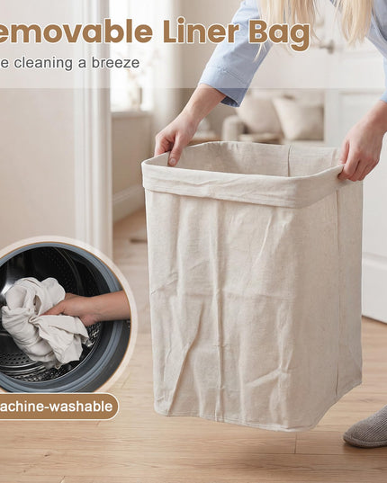 Giantex Bamboo Laundry Hamper with Lid for Bedroom Bathroom Laundry Room