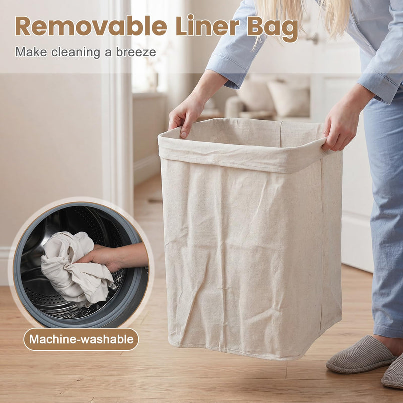 Giantex Bamboo Laundry Hamper with Lid for Bedroom Bathroom Laundry Room