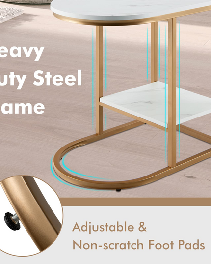 Giantex Side Table, 2-Tier C-Shaped End Table