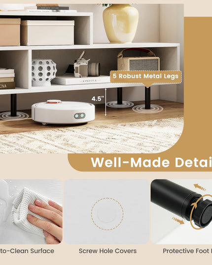 Meuble TV Giantex 3 cases pour téléviseurs jusqu'à 70 pouces, meuble de divertissement avec compartiments de rangement ouverts