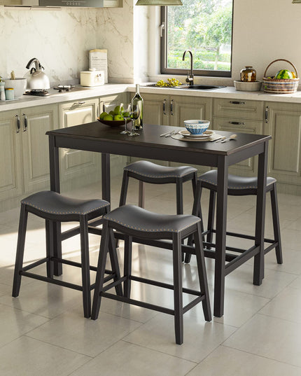 Giantex Dining Table Set for 4, Kitchen Counter Height Table w/ 4 Stools (Black)