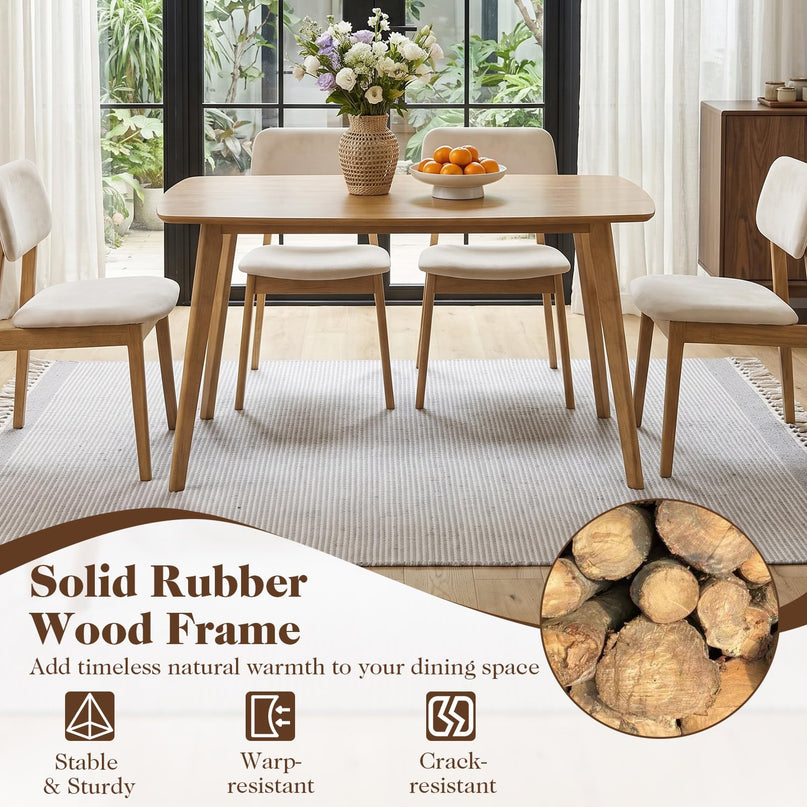 GIANTEX 47" Solid Wood Rectangular Dining Table w/Round Edges