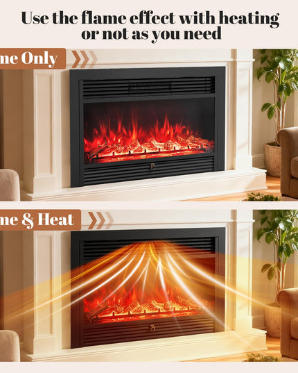 Giantex Insert de cheminée électrique encastrable/mural de 84 cm avec chauffage 750/1500 W