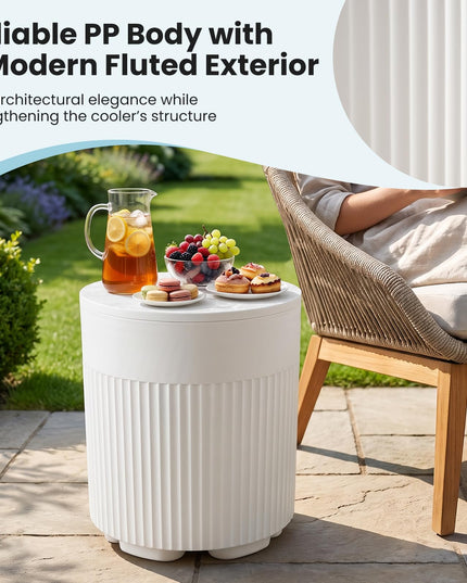 GIANTEX 3-in-1 6.2 Gal Outdoor Ice Bucket & Cooler Side Table with Storage