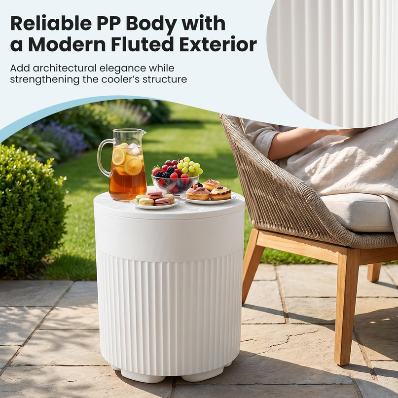 GIANTEX 3-in-1 6.2 Gal Outdoor Ice Bucket & Cooler Side Table with Storage