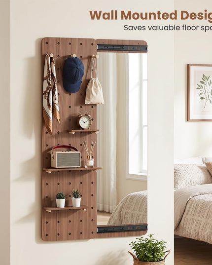 CHARMAID 55" Full Length Wall Mirror with Sliding Pegboard