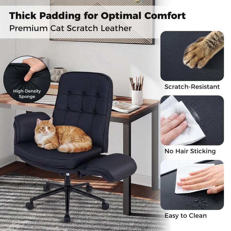 Chaise Giantex Croisée avec Accoudoirs et Roulettes pour Chambre à Coucher