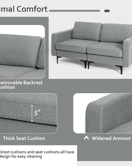 Giantex 2-Seat Sofa Couch, 66" L Modern Loveseat