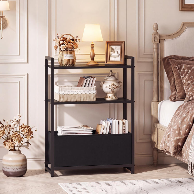 GIANTEX 8" Narrow End Table with Fabric Drawer & Storage Shelves (1/2)