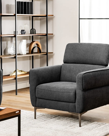 Giantex Accent Chair, Upholstered Single Sofa Chair with Adjustable Headrest