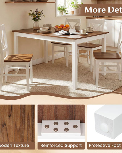 Tables de salle à manger rectangulaires Giantex 60 pouces avec pieds en bois d'hévéa massif