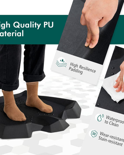 Giantex Anti Fatigue Mat, Not-Flat Standing Mat w/ Foot Massage Points Diverse Terrain & Beveled Edges