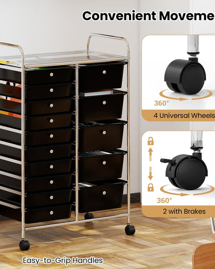 Giantex 15 Drawer Rolling Cart with Drawers for Tools