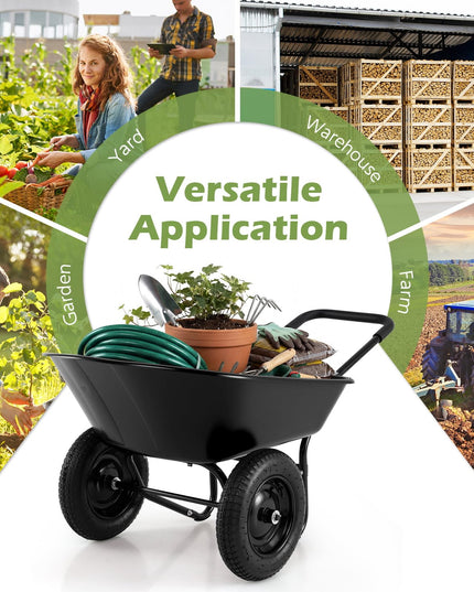 Chariot de jardin à deux roues Giantex – Brouette robuste de 150 kg