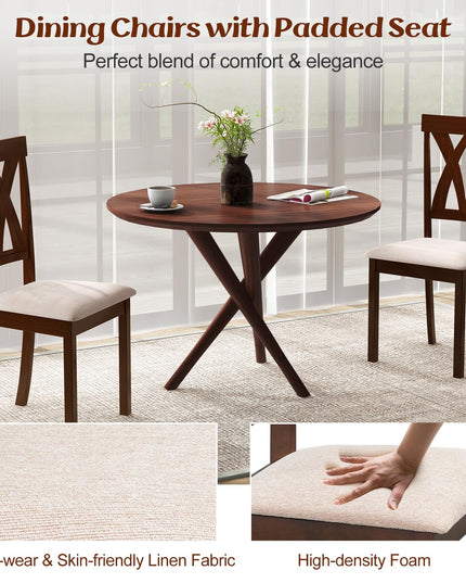 Giantex Wood Dining Chair, Wooden Kitchen Chairs with Upholstered Seat