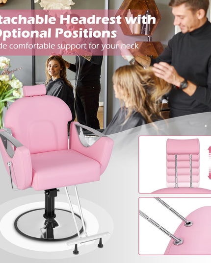 Giantex Reclining Barber Chair - Salon Chair for Hair Stylist, 360 Degrees Swivel
