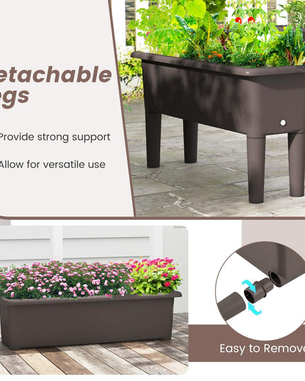 Giantex Raised Garden Beds Outdoor Set of 2, Self-Watering Planter Box with Detachable Legs & Drainage Hole